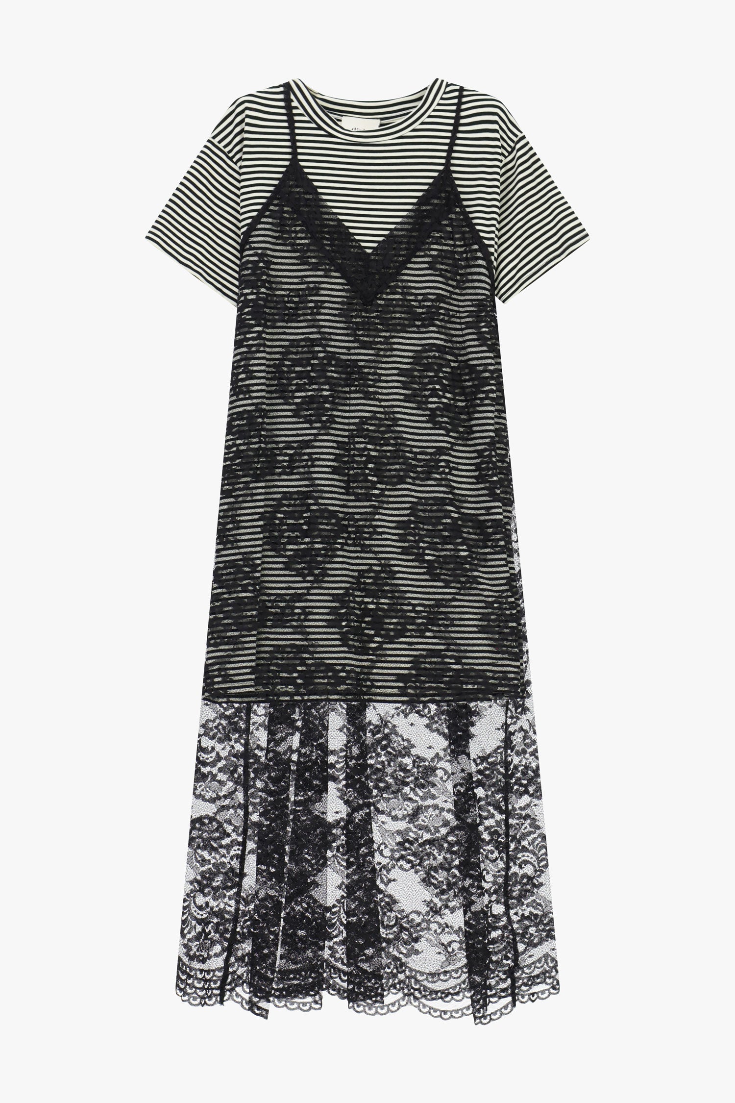 Vestito a righe con pizzo