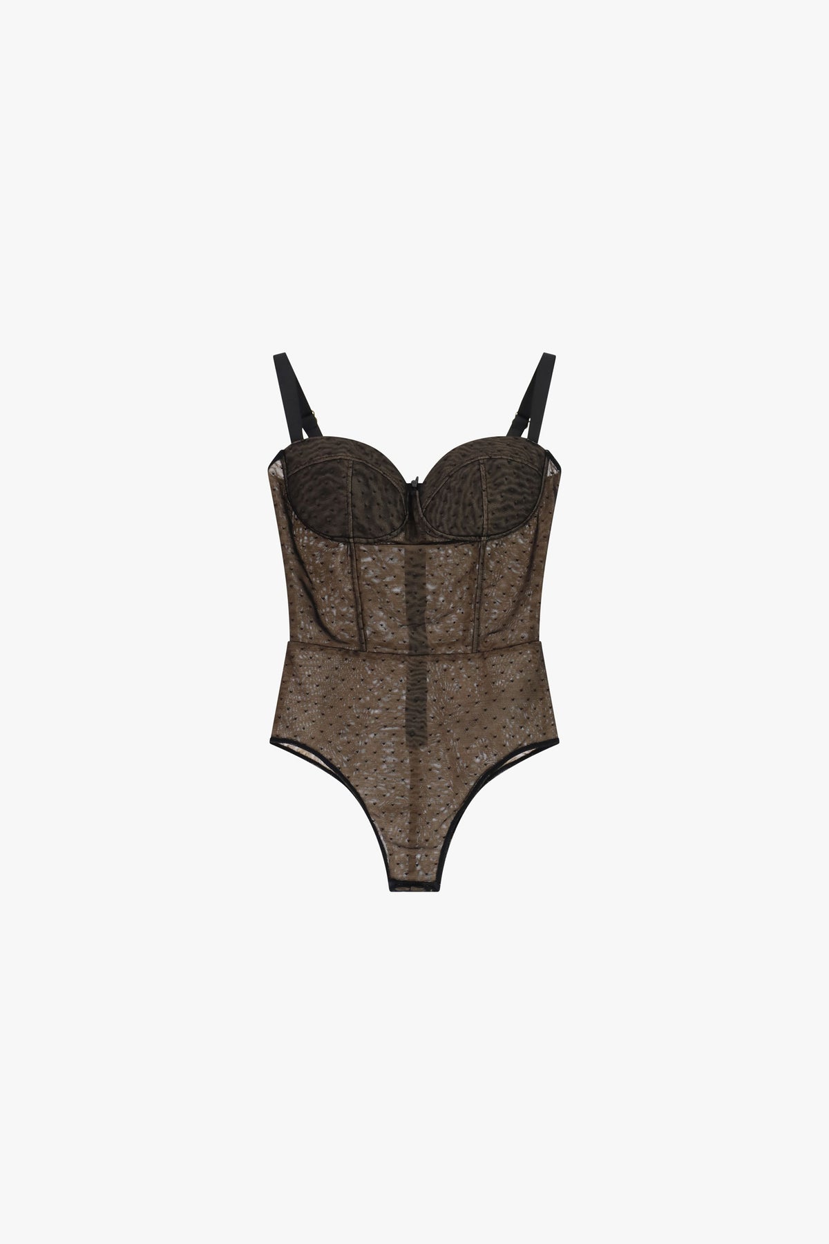 Body con coppe strutturate e inserti trasparenti