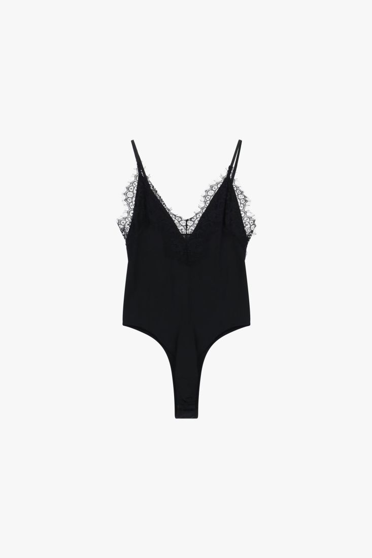 Body con spalline sottili e dettagli in pizzo
