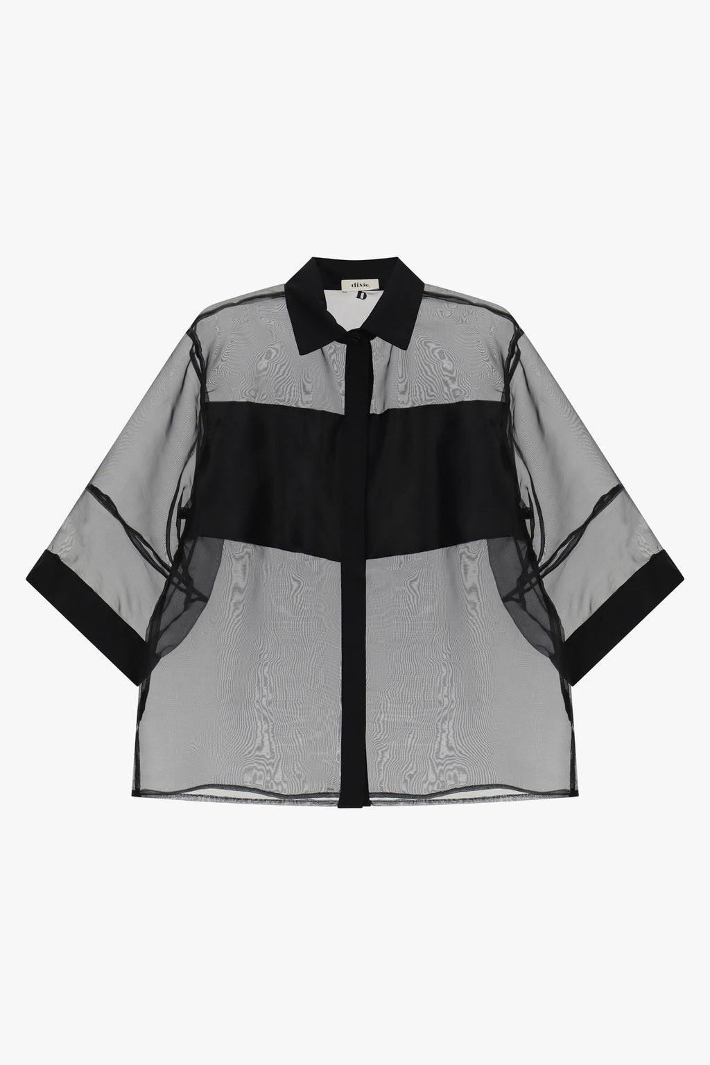 Camicia oversize trasparente con maniche a tre quarti