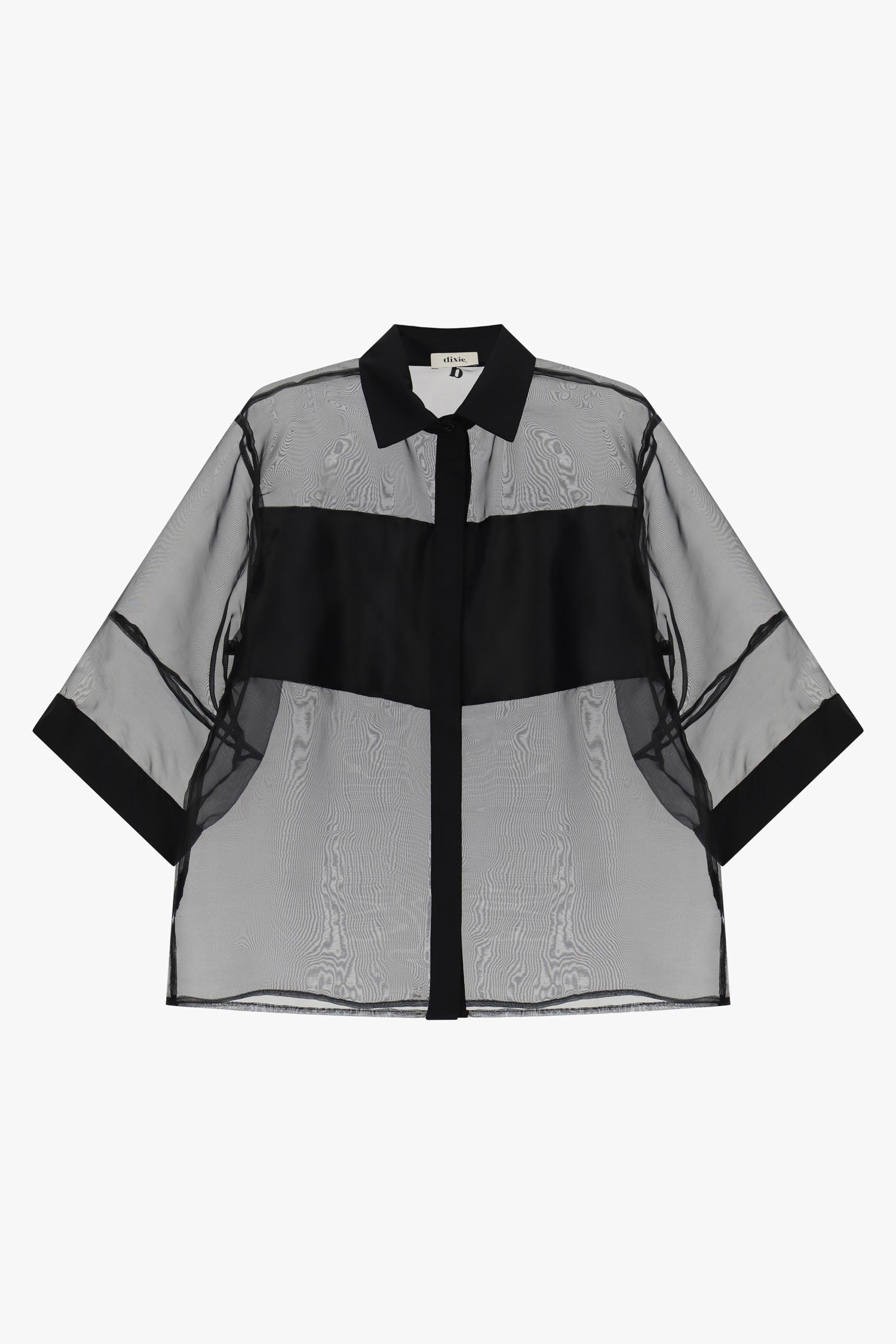 Camicia oversize trasparente con maniche a tre quarti