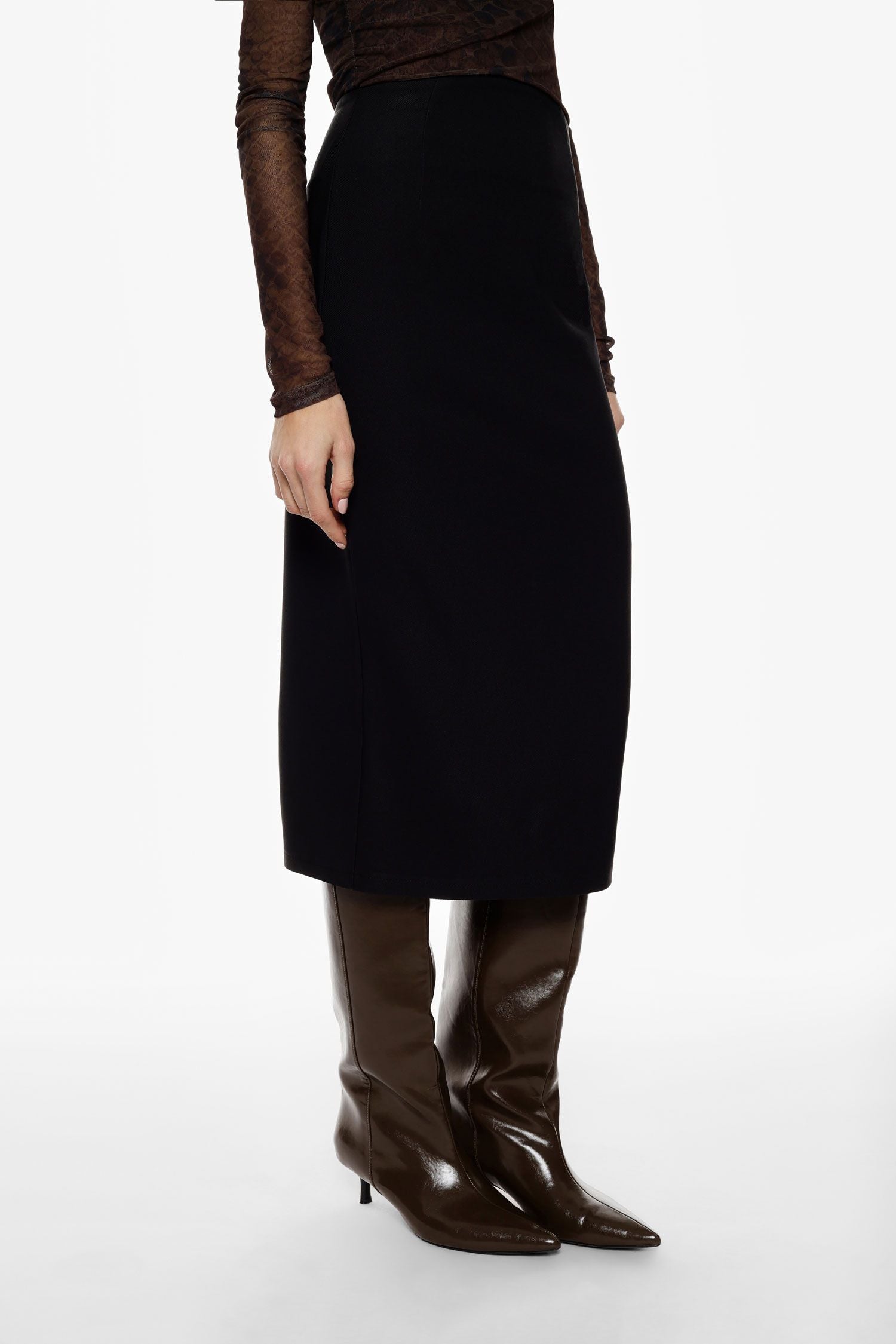 Gonna midi a tubino con spacco posteriore