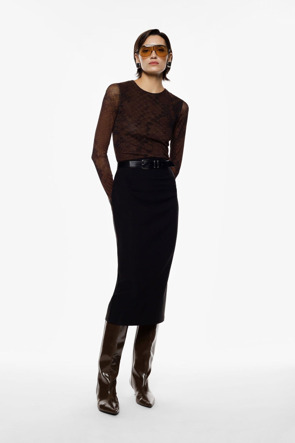 Gonna midi a tubino con spacco posteriore