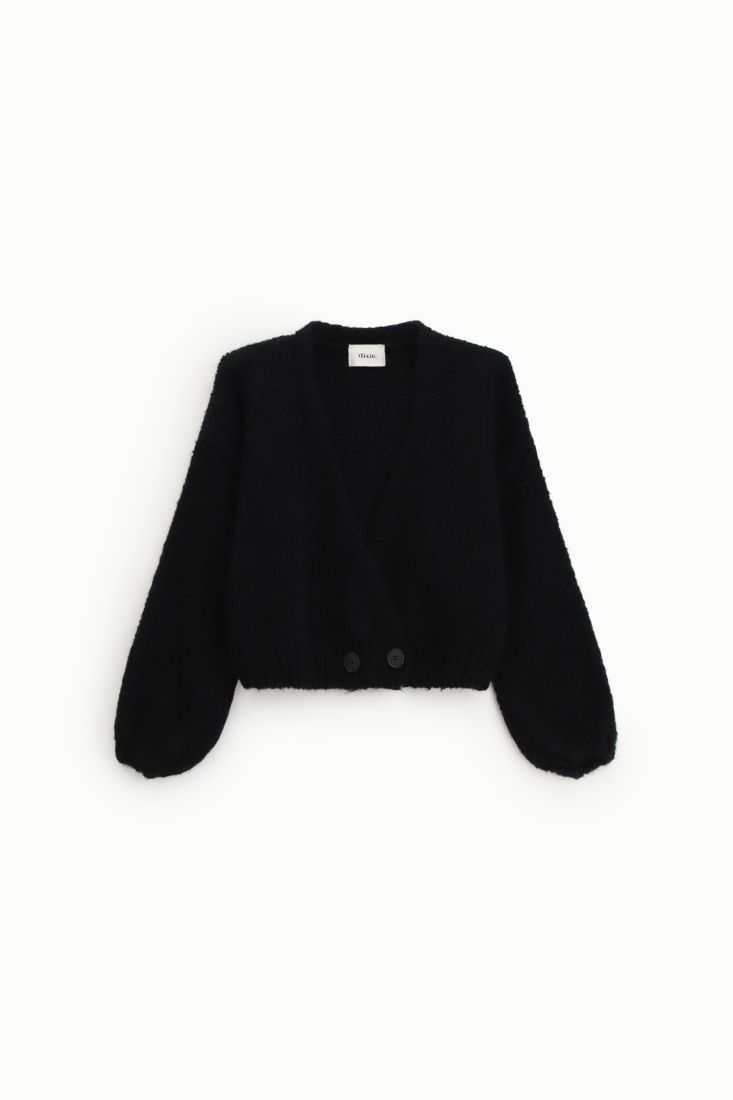 Cardigan corto con maniche ampie e bottoni