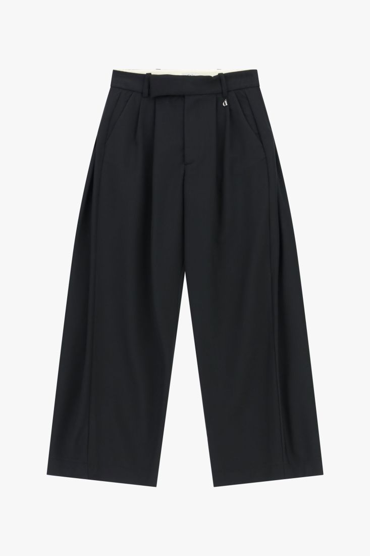 Pantaloni palazzo cropped vita alta con pinces