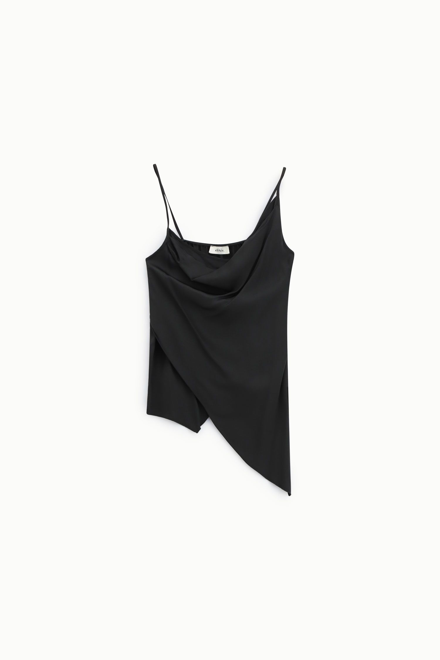 Top asimmetrico con spalline sottili drappeggiato