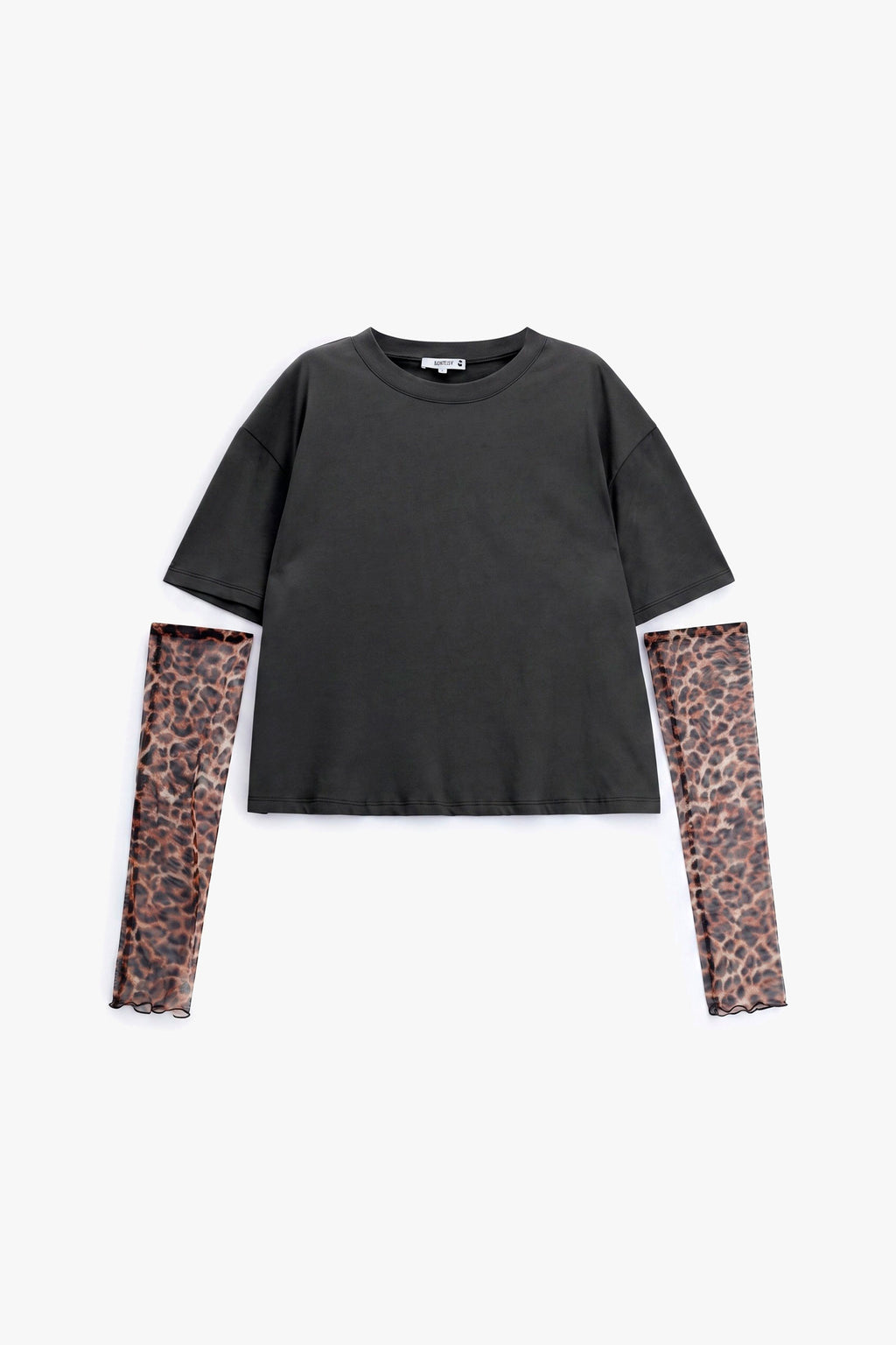 T-shirt corta con manicotti animalier rimovibili