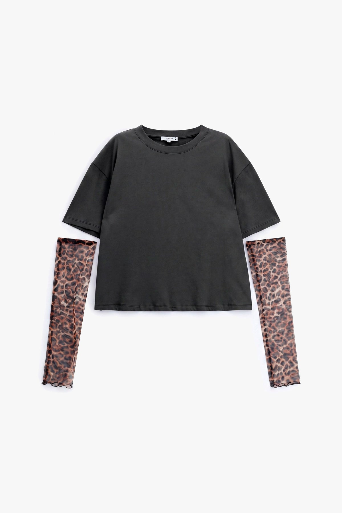 T-shirt corta con manicotti animalier rimovibili