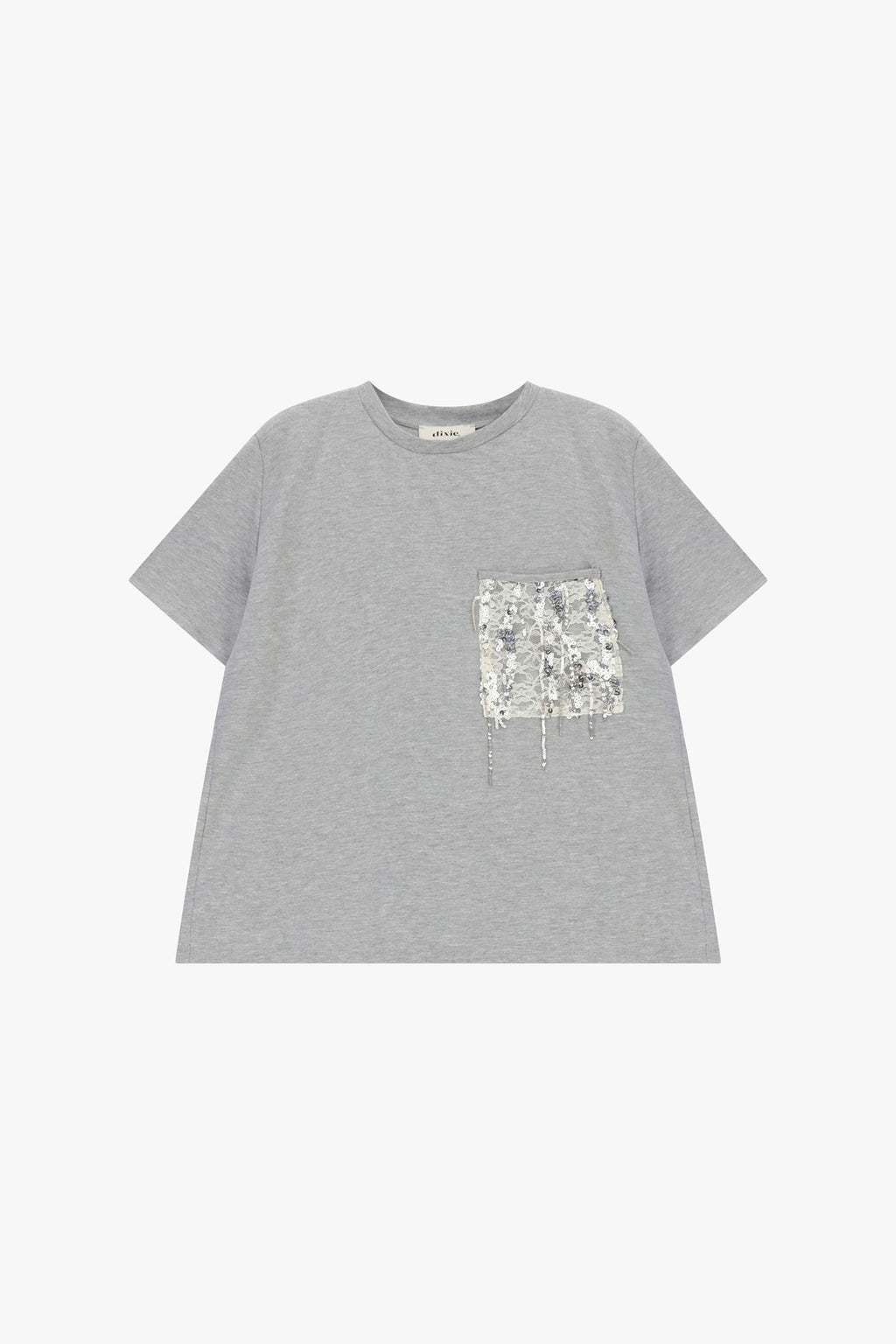 T-shirt a maniche corte con taschino e paillettes