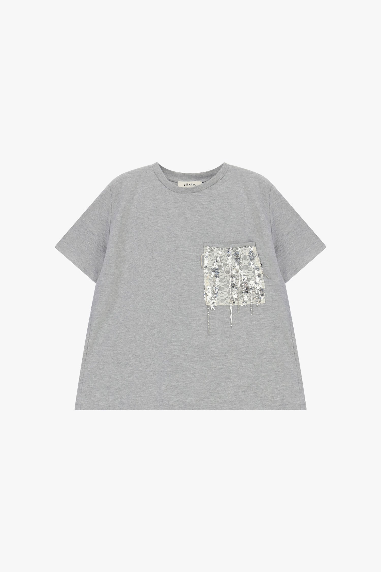 T-shirt a maniche corte con taschino e paillettes