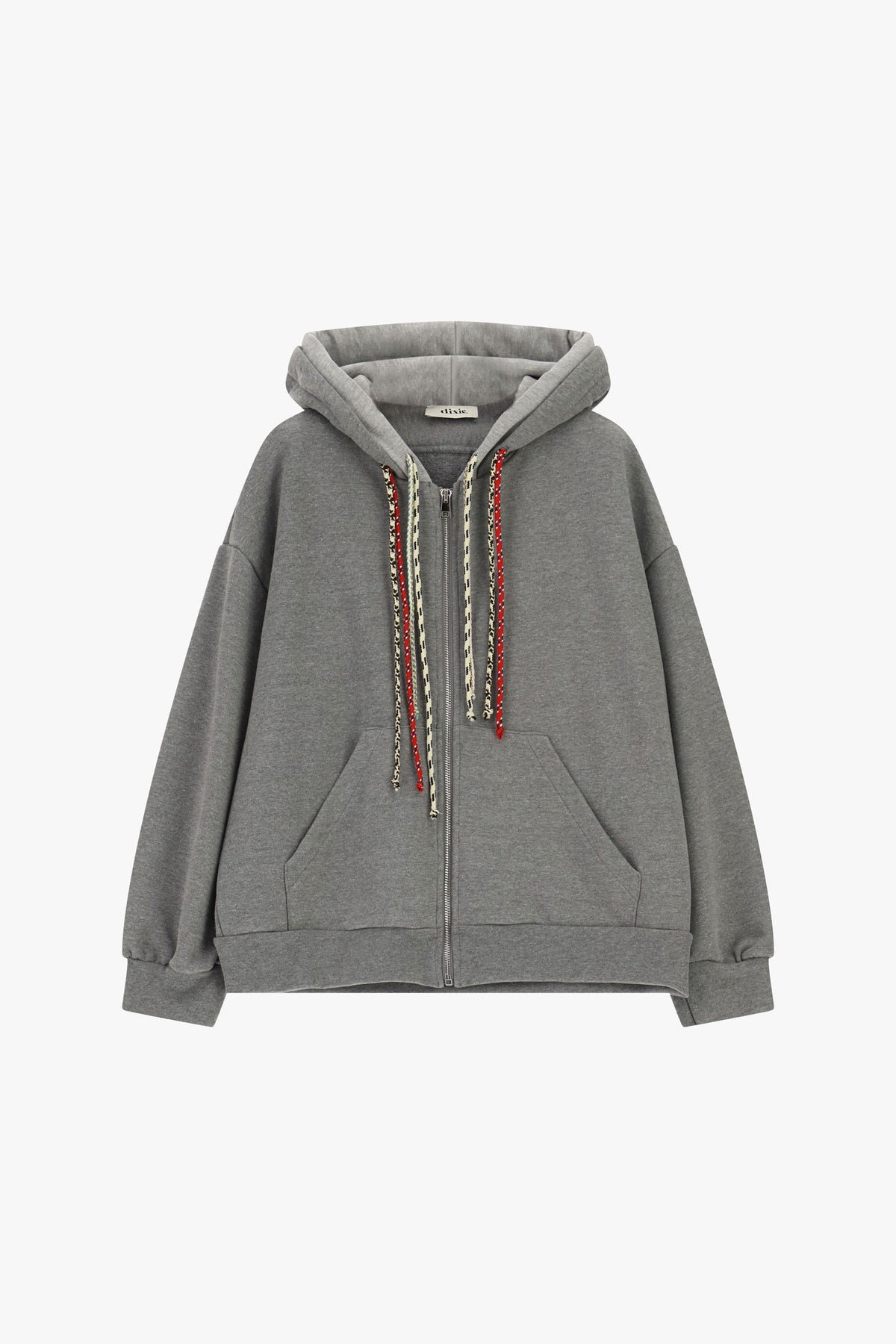 Felpa con cappuccio e zip, coulisse intrecciate
