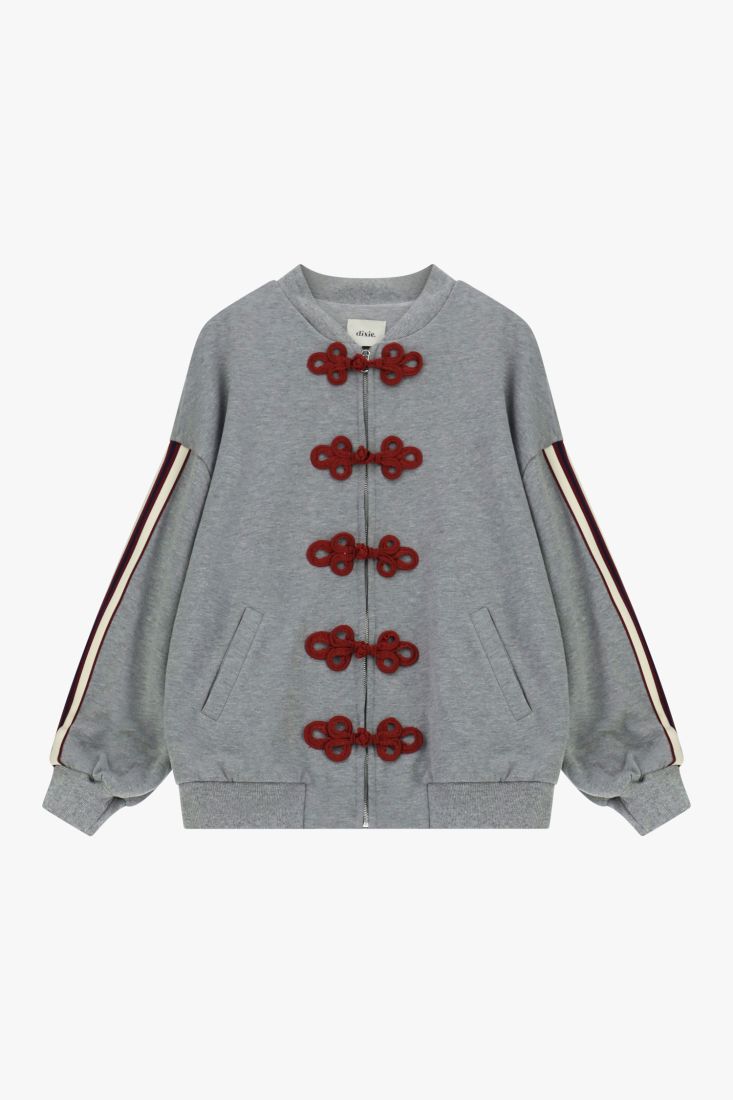 Felpa zip dettagli alamari fit ampio
