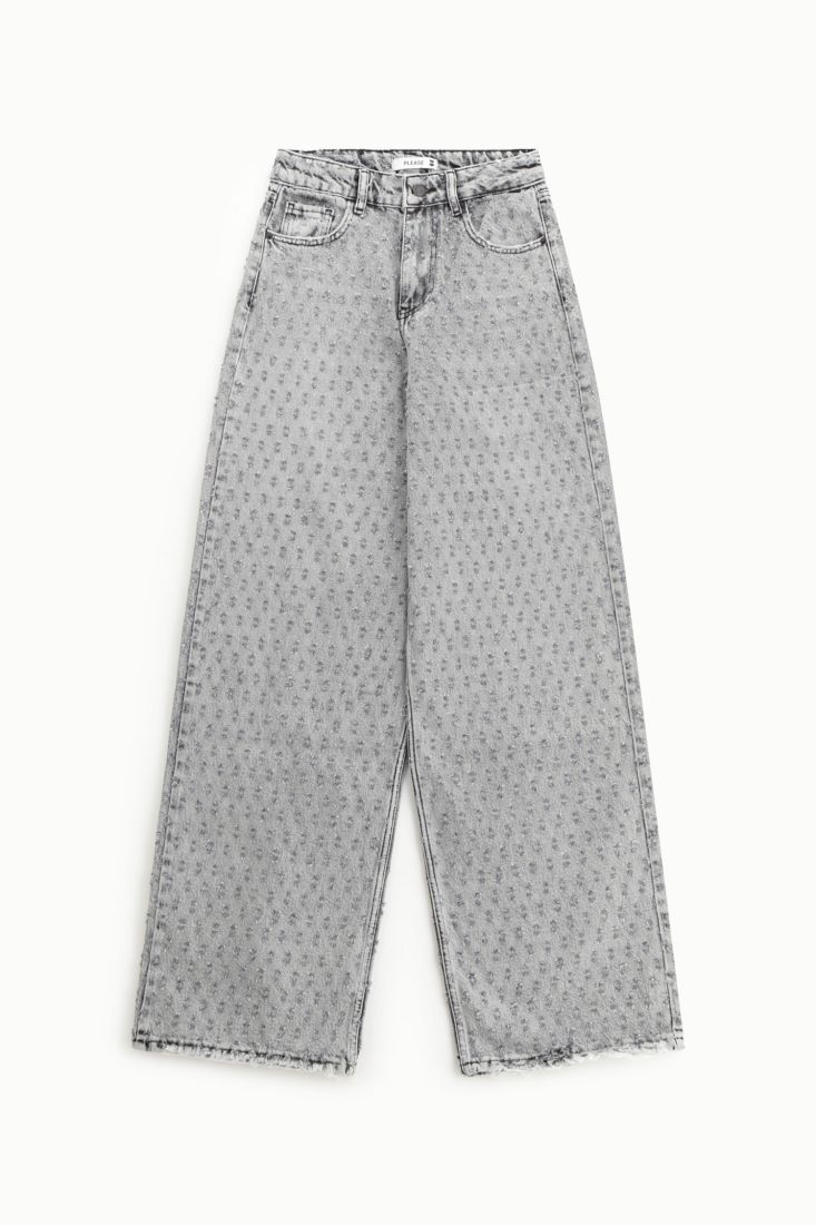 Jeans ampi stampati a vita alta