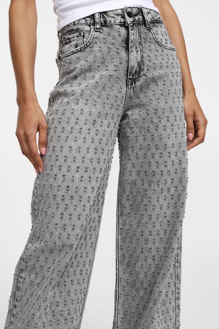 Jeans ampi stampati a vita alta