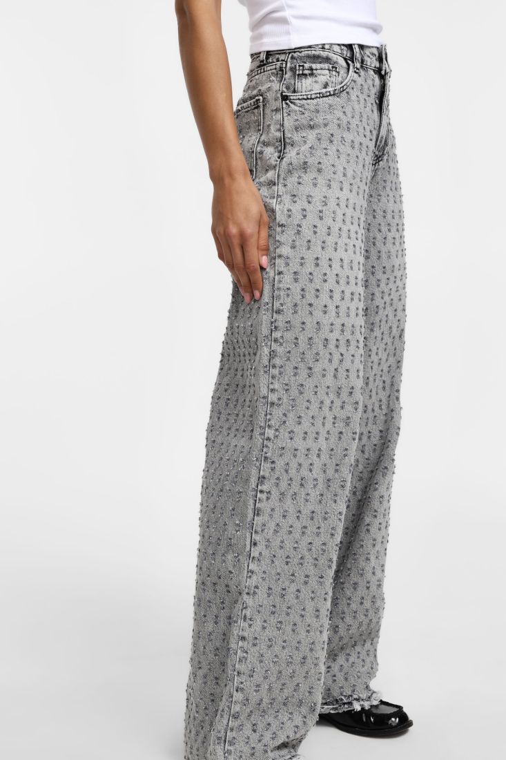 Jeans ampi stampati a vita alta