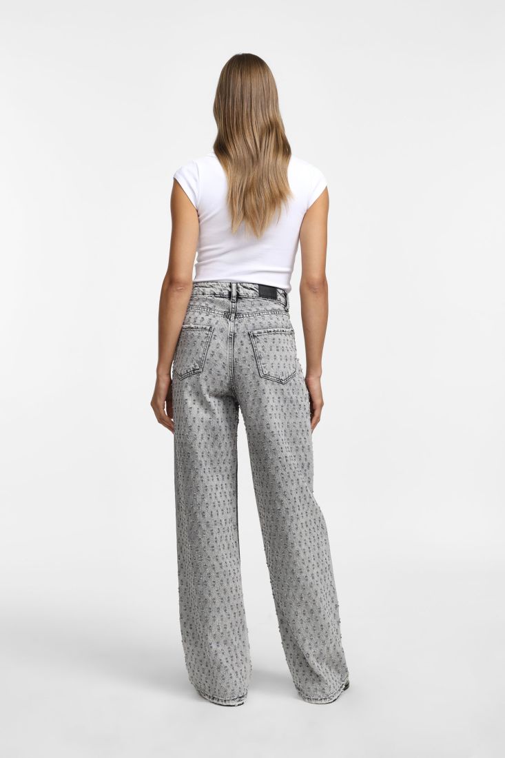 Jeans ampi stampati a vita alta