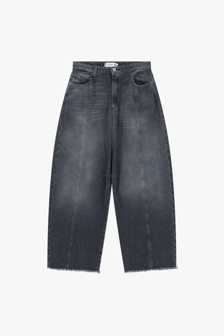 Pantaloni palazzo cropped a vita alta con fondo sfrangiato