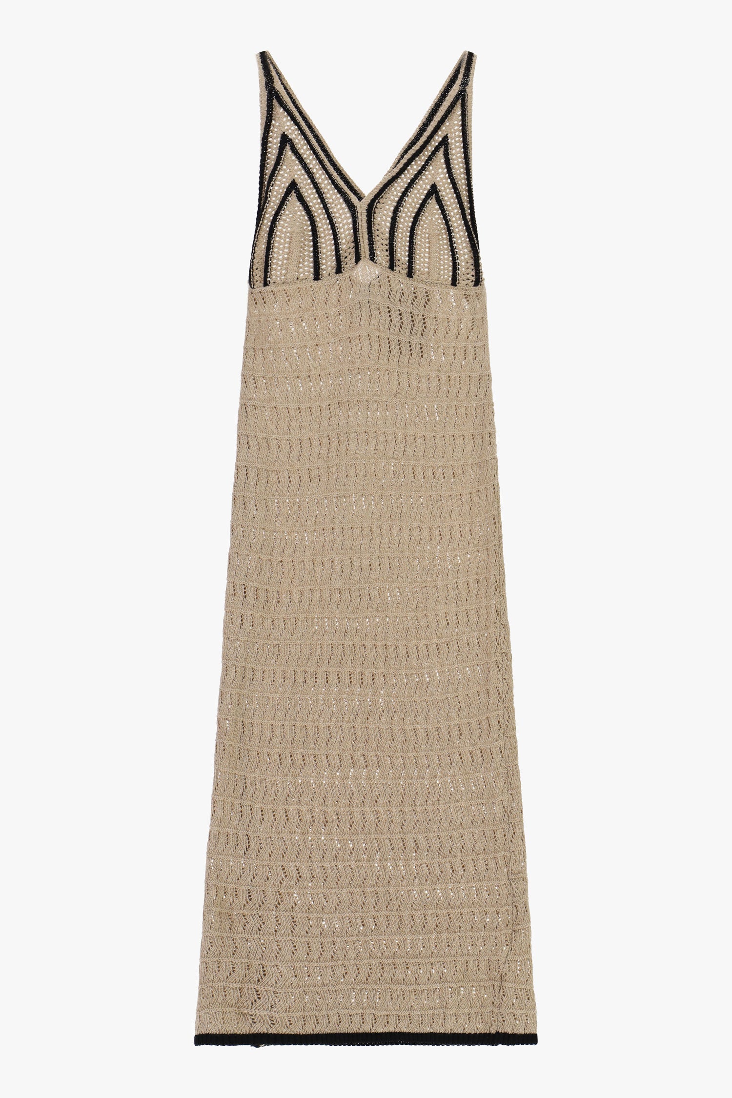Abito lungo crochet con profili a contrasto