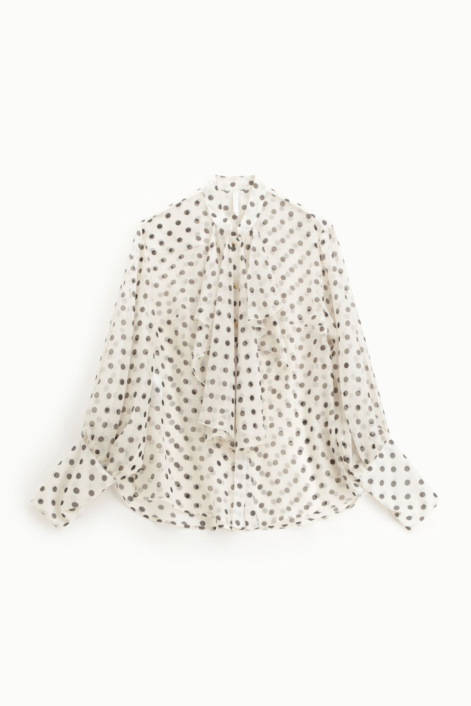 Camicia con stampa a pois e fiocco centrale