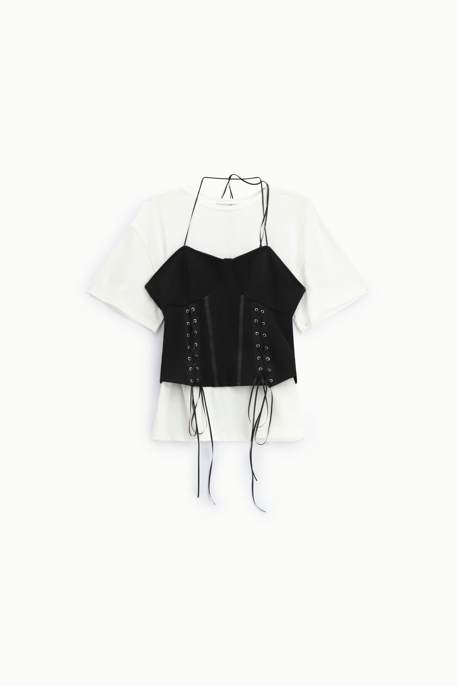 T-shirt con corsetto e lacci