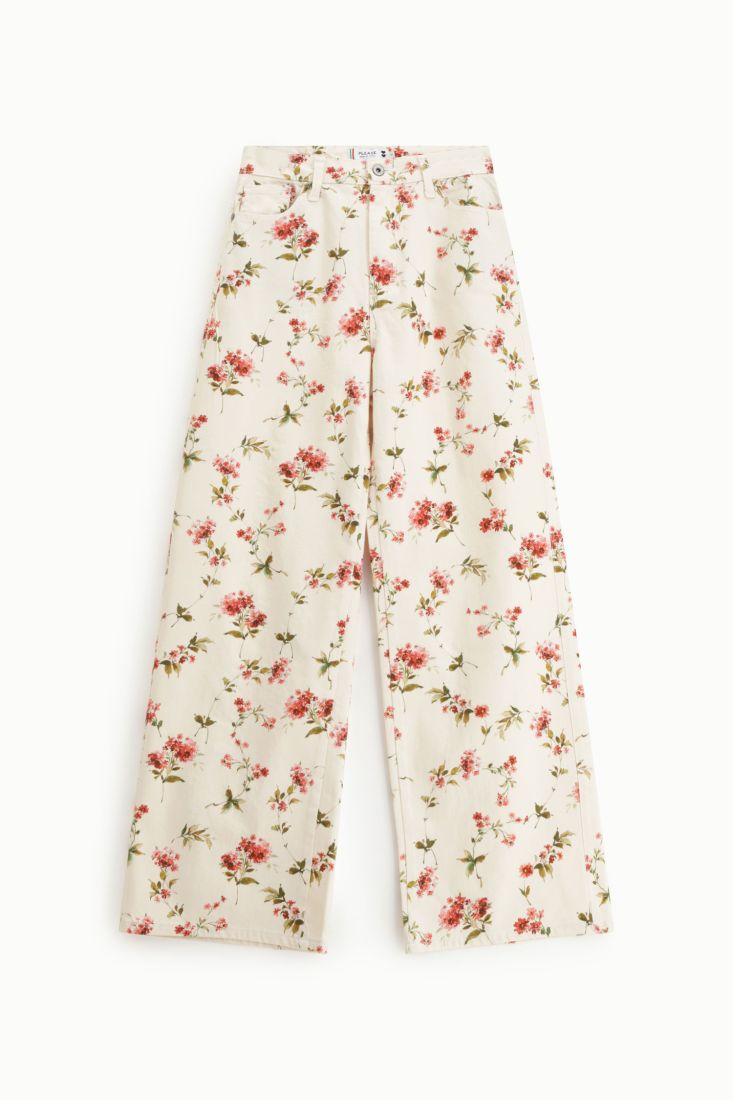 Pantaloni palazzo stampa floreale vita alta