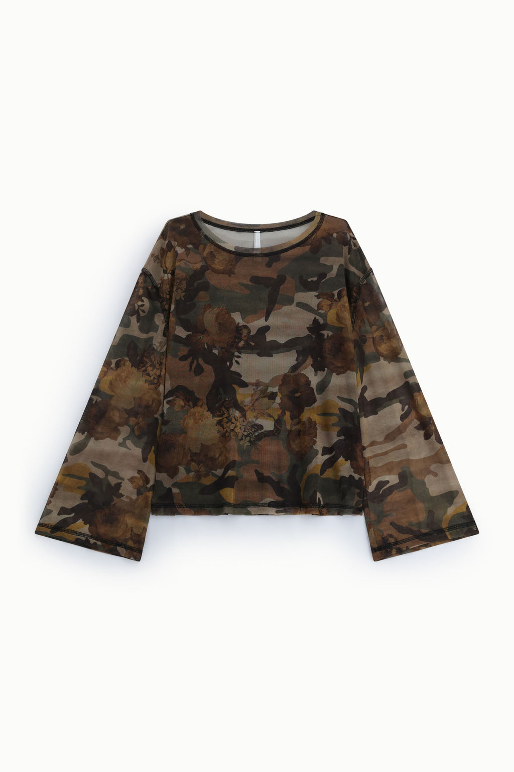 Maglia manica lunga stampa floreale camouflage