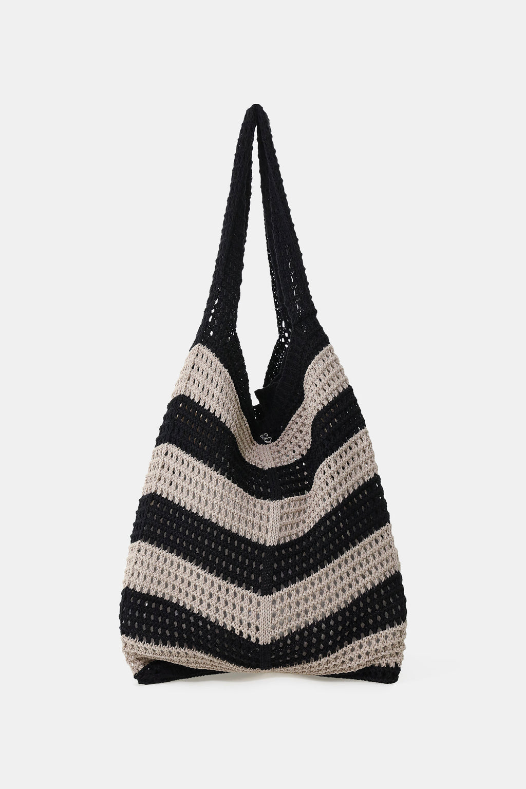 Borsa crochet a righe con doppio manico
