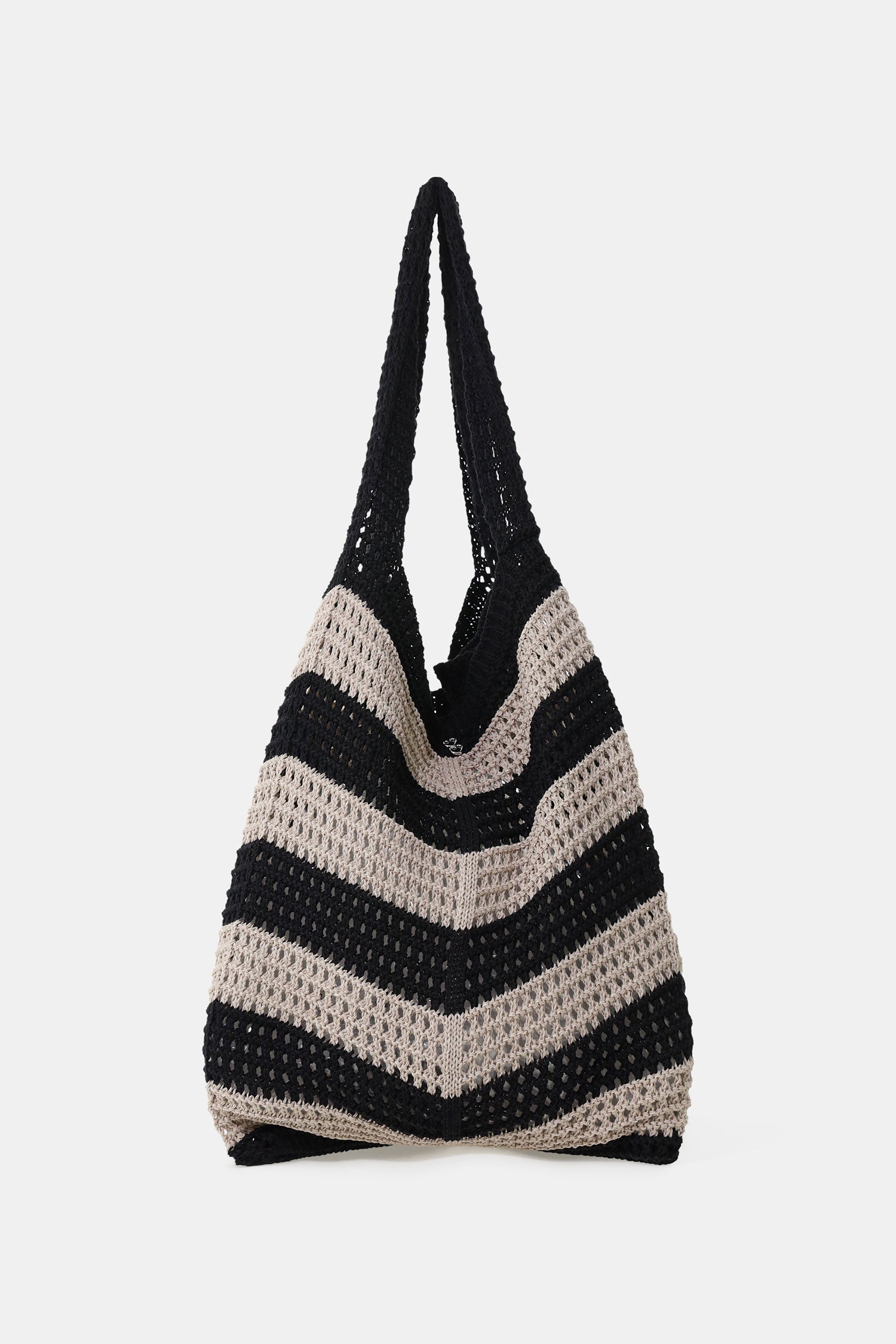 Borsa crochet a righe con doppio manico