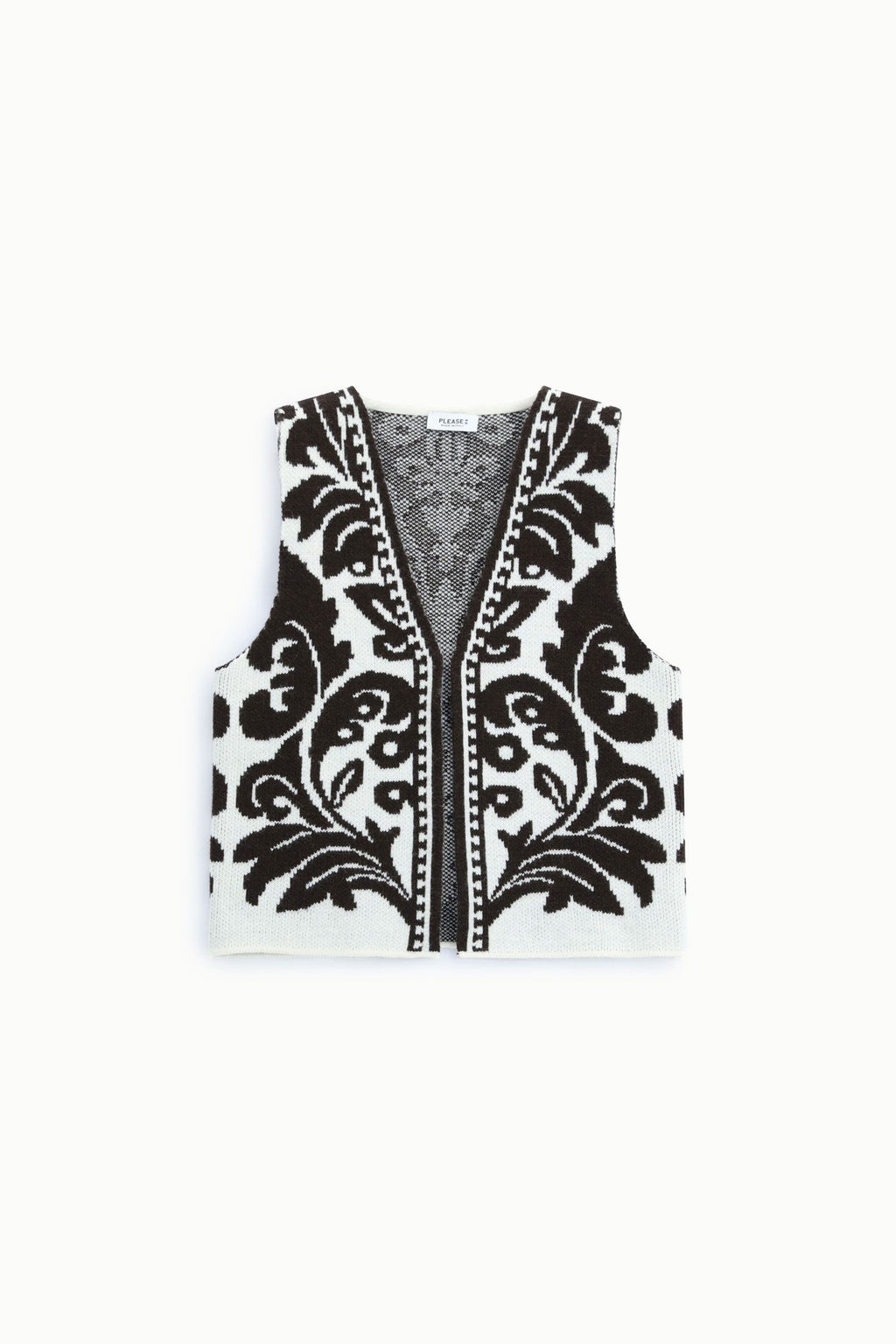 Gilet con fantasia grafica e scollo a v
