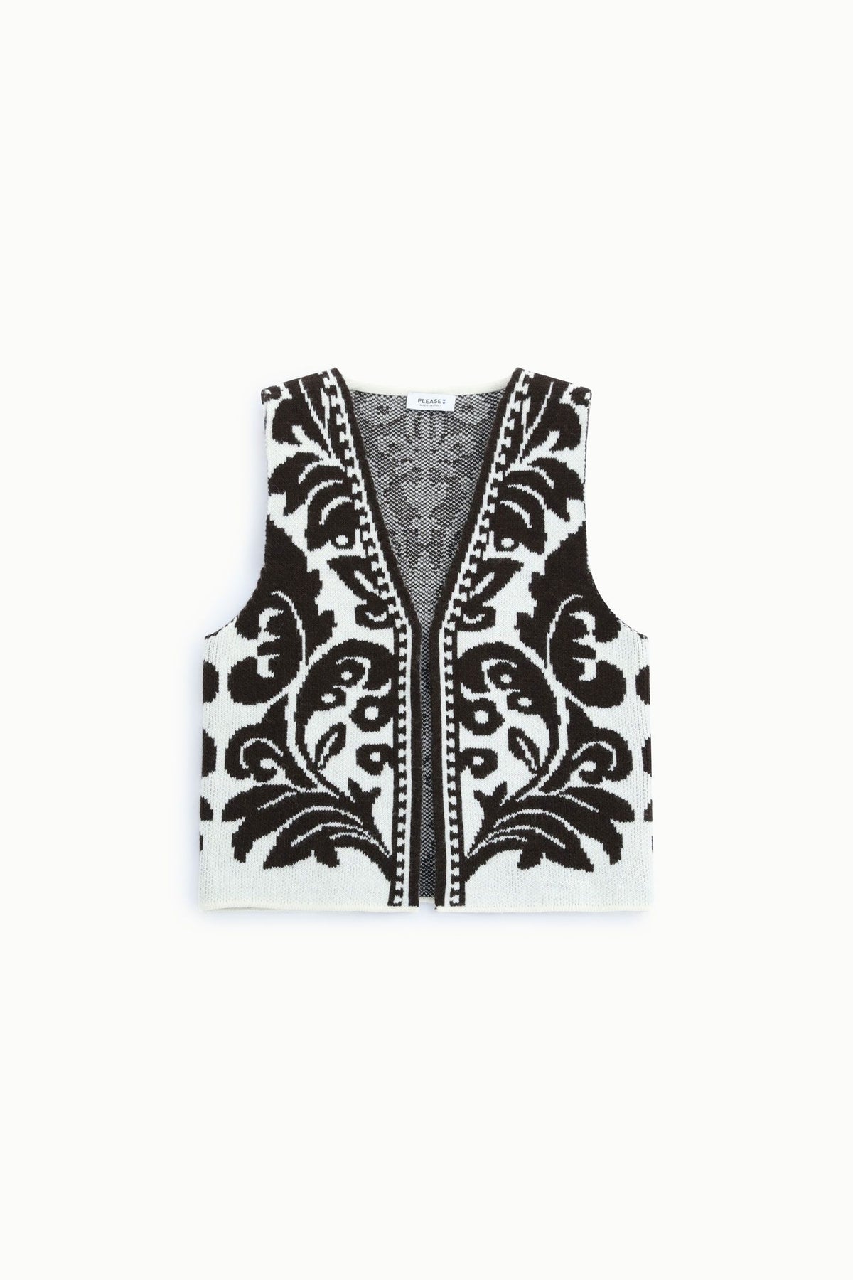 Gilet con fantasia grafica e scollo a v