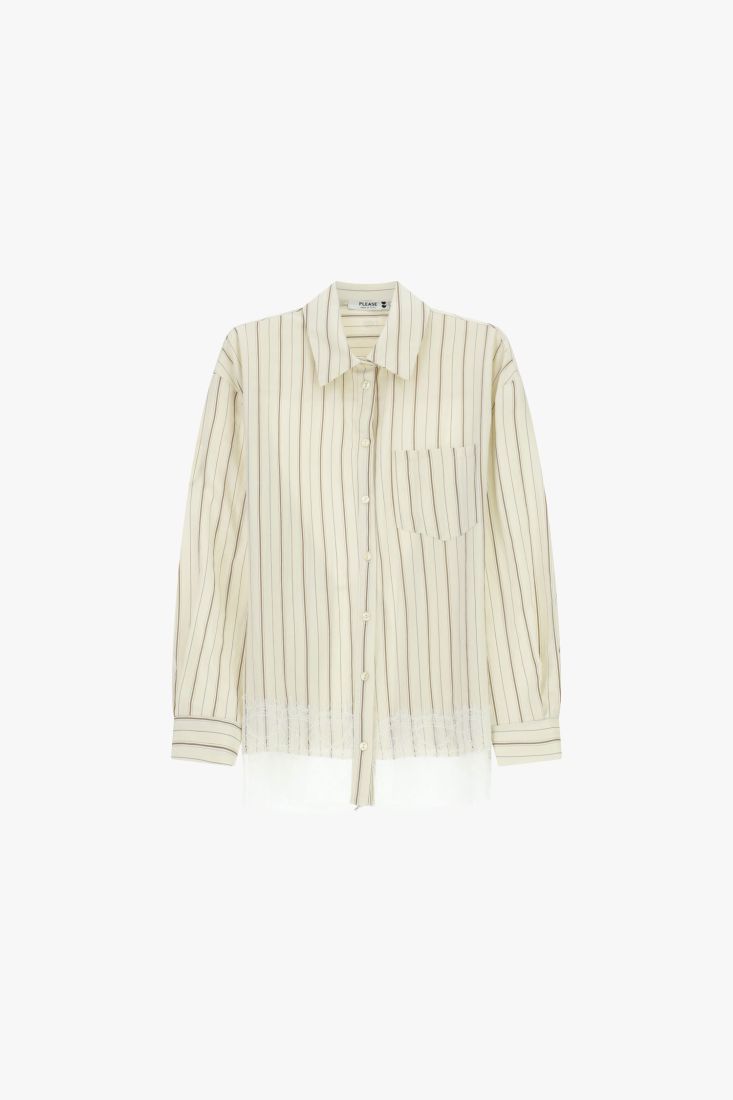 Shirt a righe con dettaglio pizzo sul fondo
