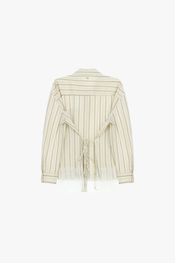 Shirt a righe con dettaglio pizzo sul fondo
