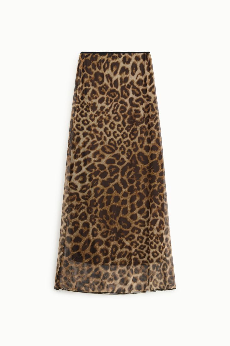 Gonna lunga stampa animalier vita alta