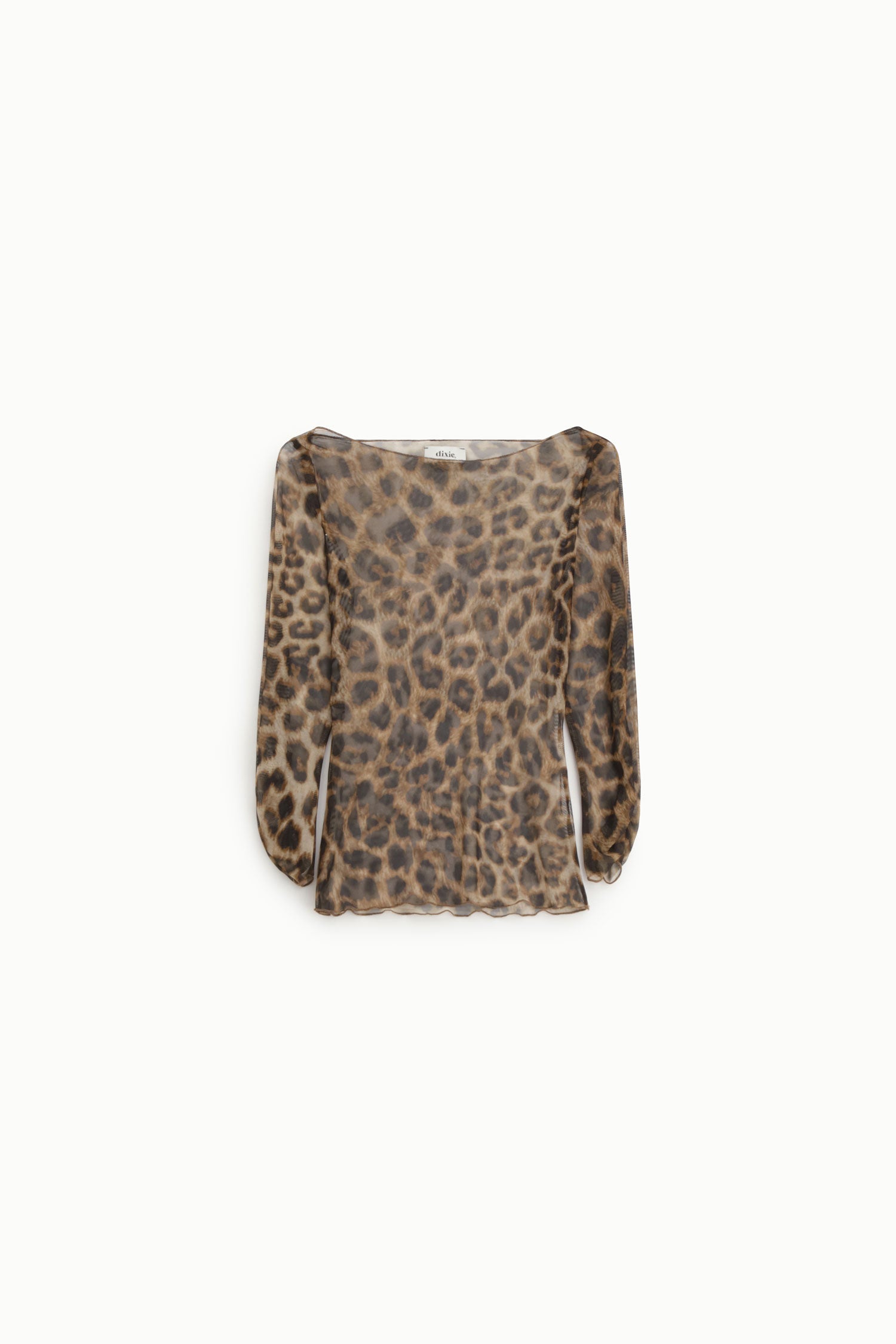 Top a maniche lunghe stampa animalier trasparente