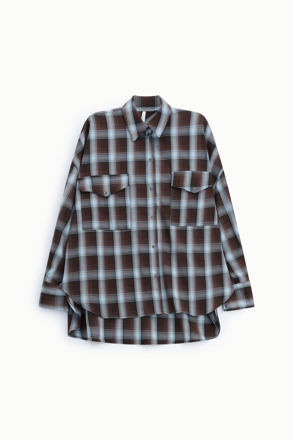 Camicia ampia a quadri con tasche frontali