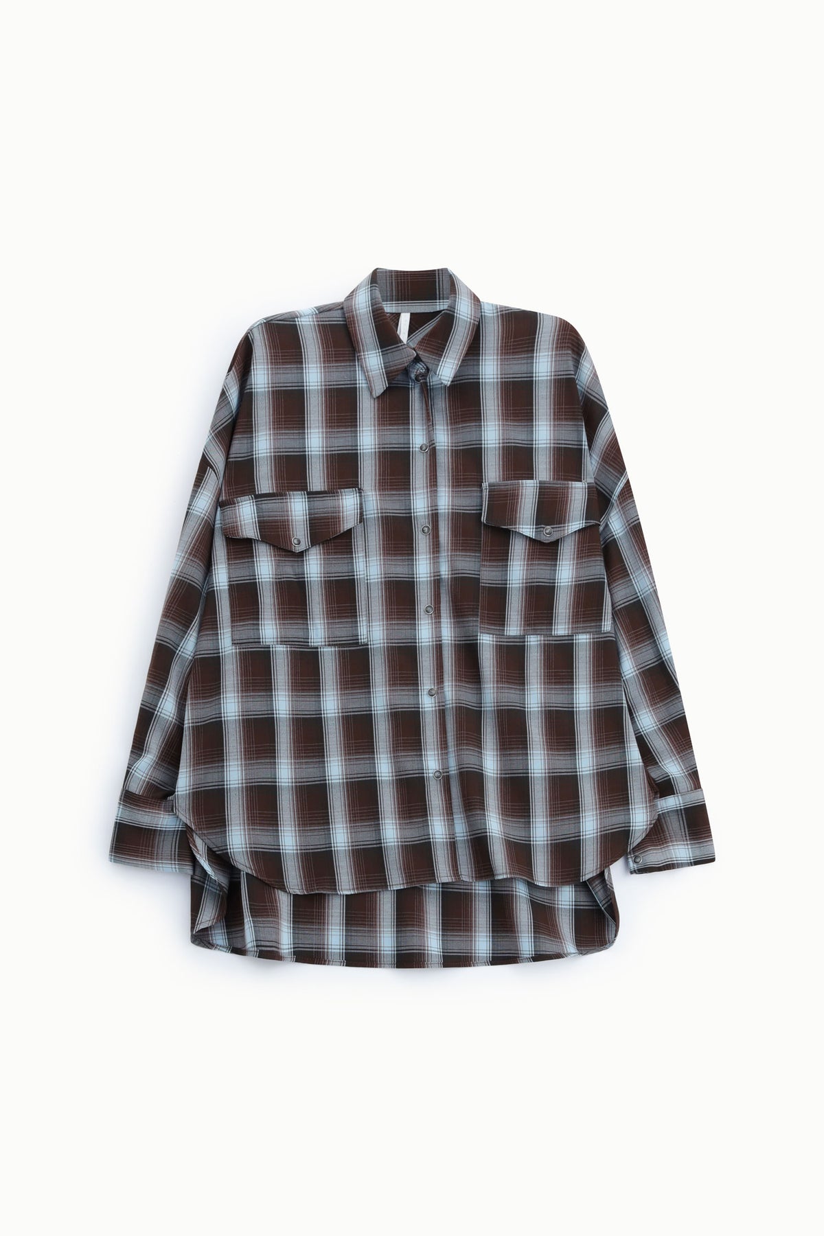 Camicia ampia a quadri con tasche frontali