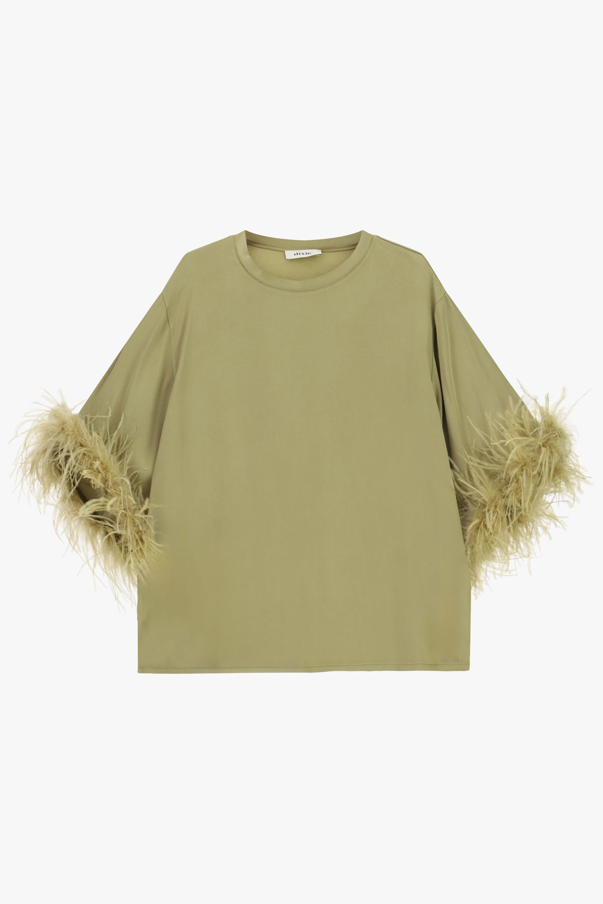 Maglia con piume su maniche a 3/4