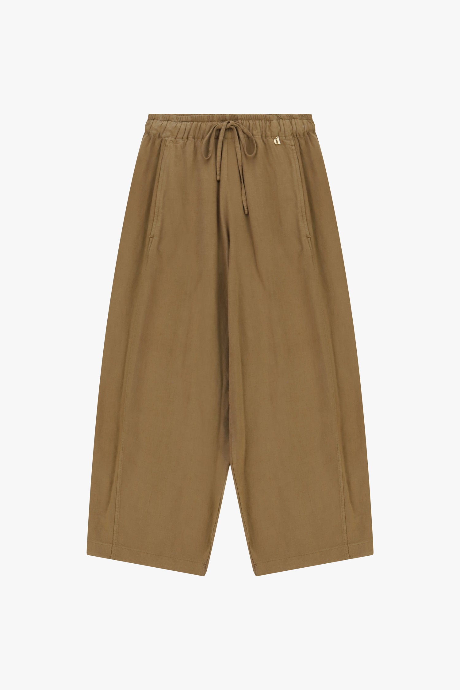Pantaloni palazzo cropped con elastico e coulisse