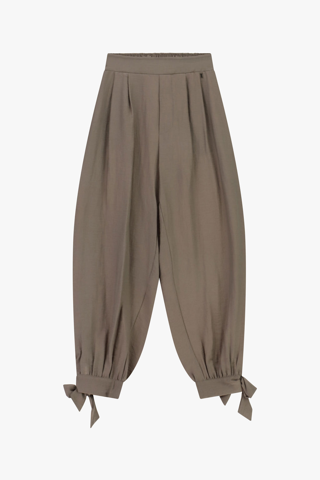 Pantaloni palazzo con fondo annodato e pinces