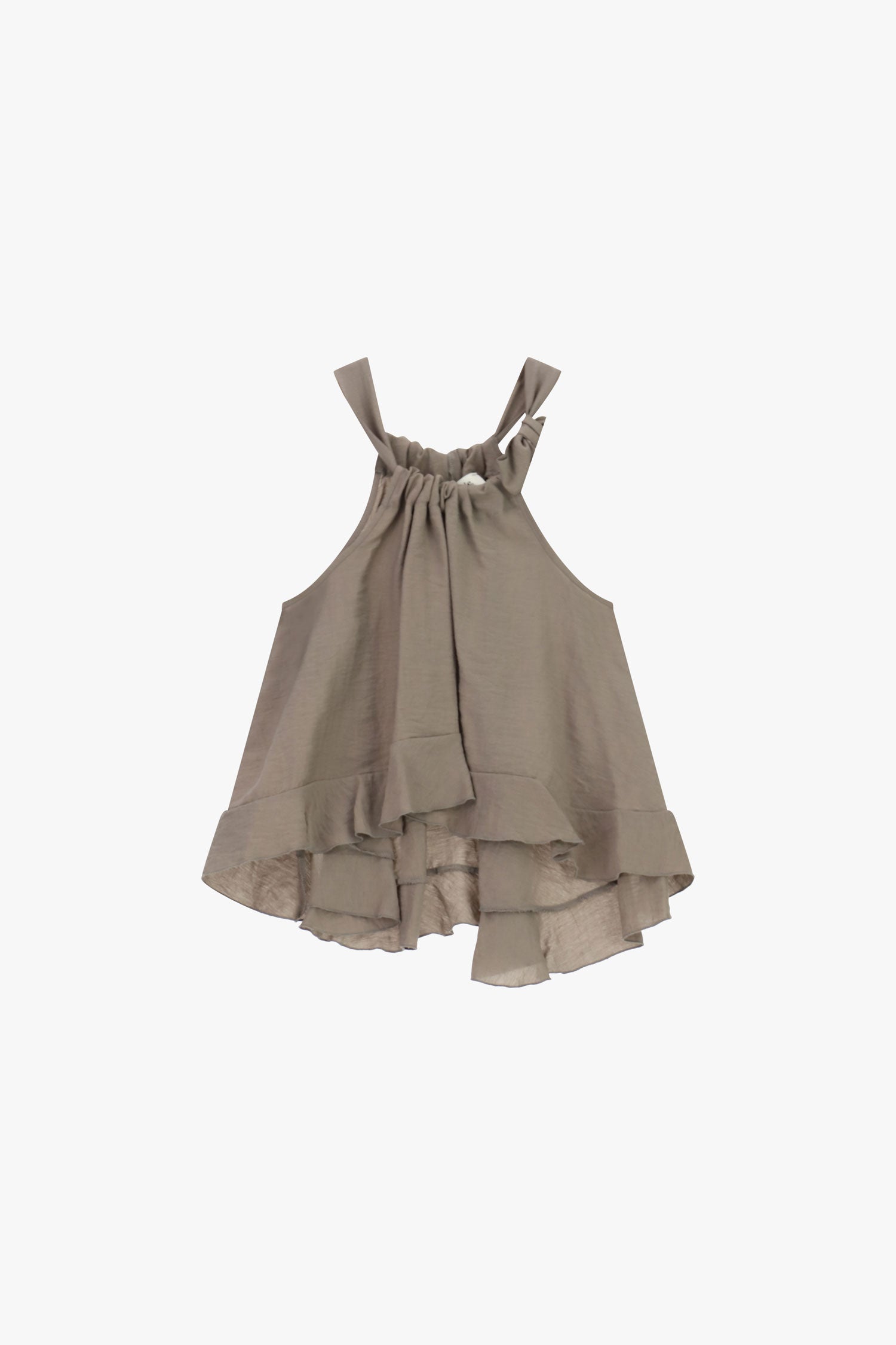 Top ampio con spalline arricciate e balze