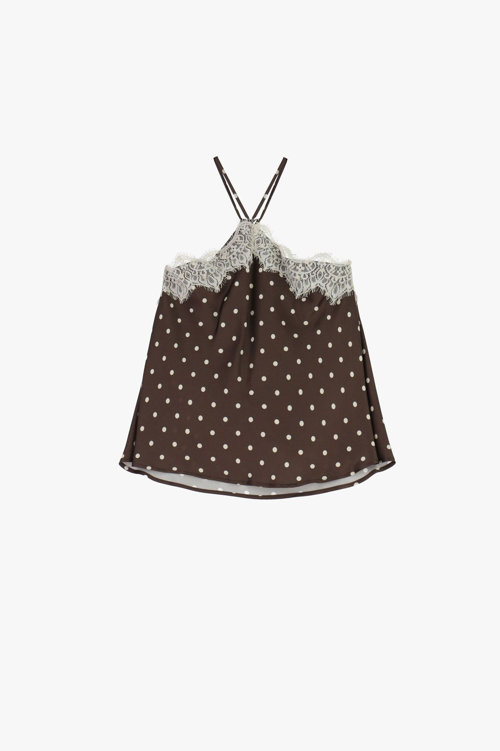Top con spalline sottili pizzo e pois
