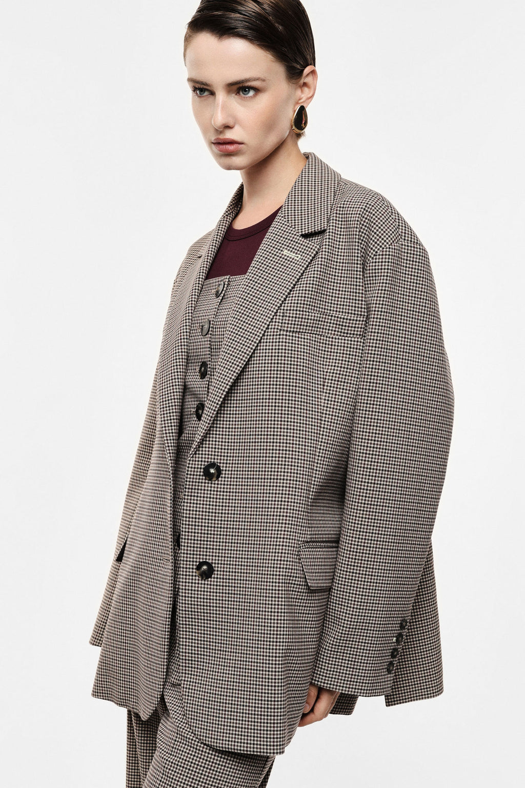 Blazer monopetto stampa microfantasia, fit ampio