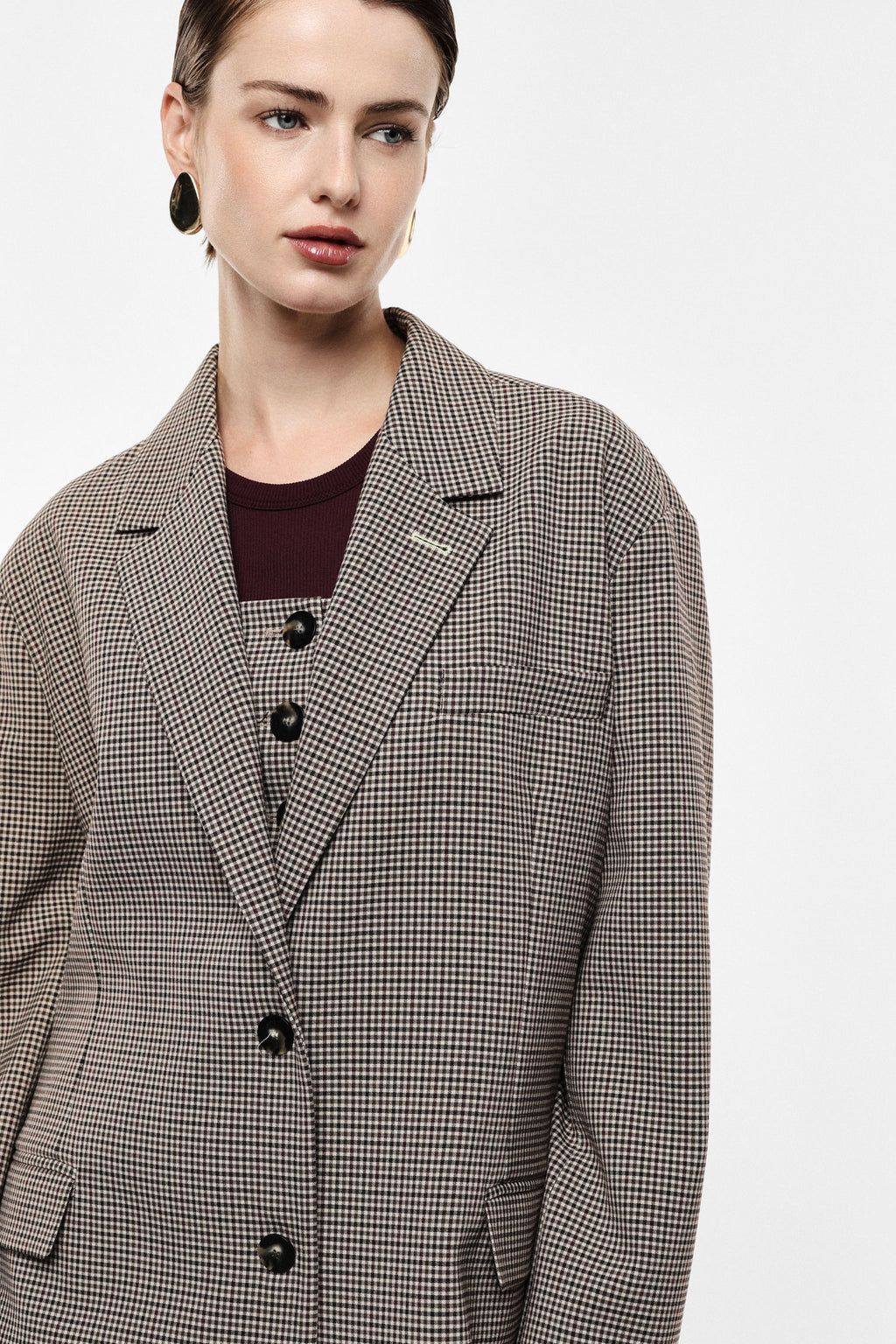 Blazer monopetto stampa microfantasia, fit ampio
