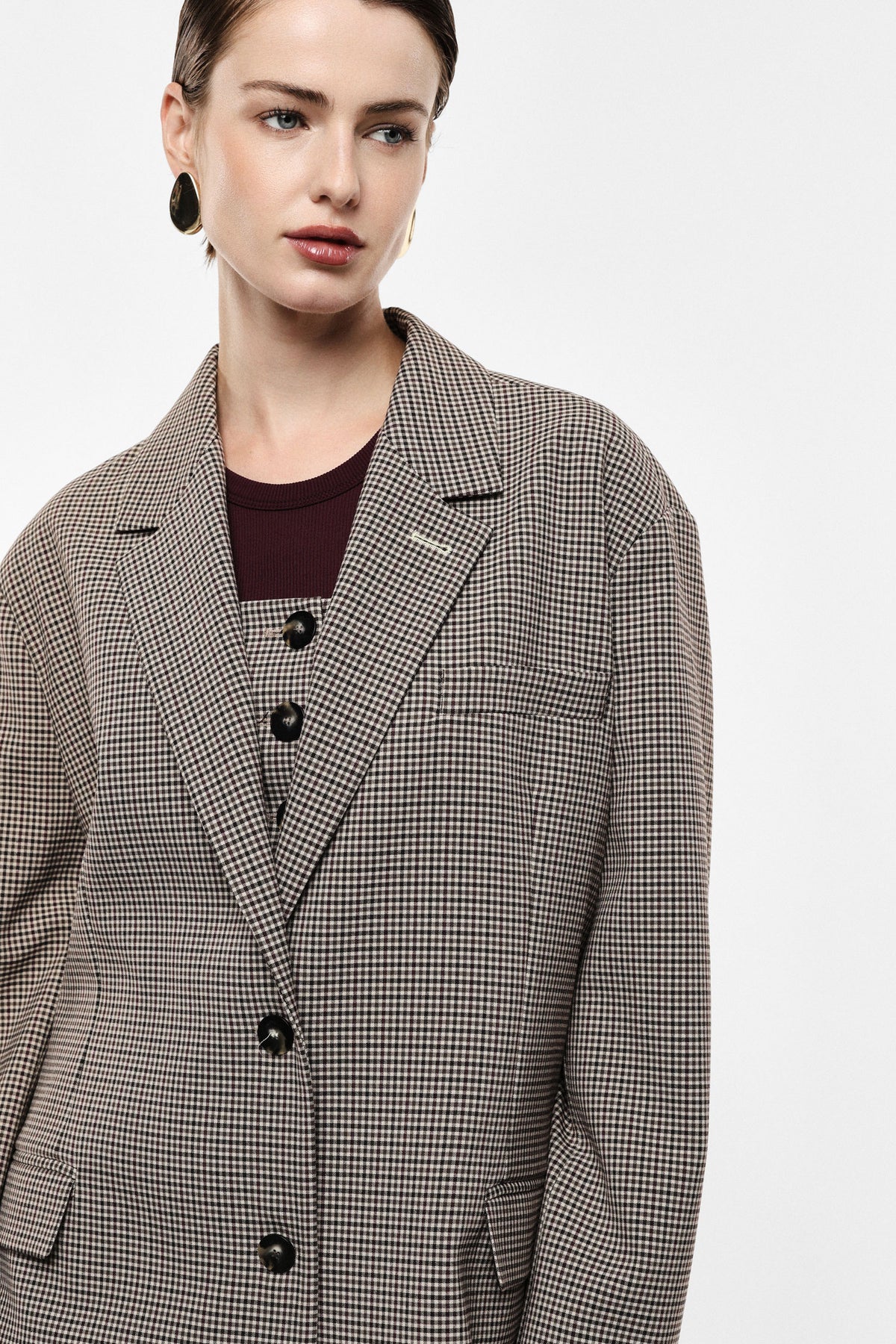 Blazer monopetto stampa microfantasia, fit ampio