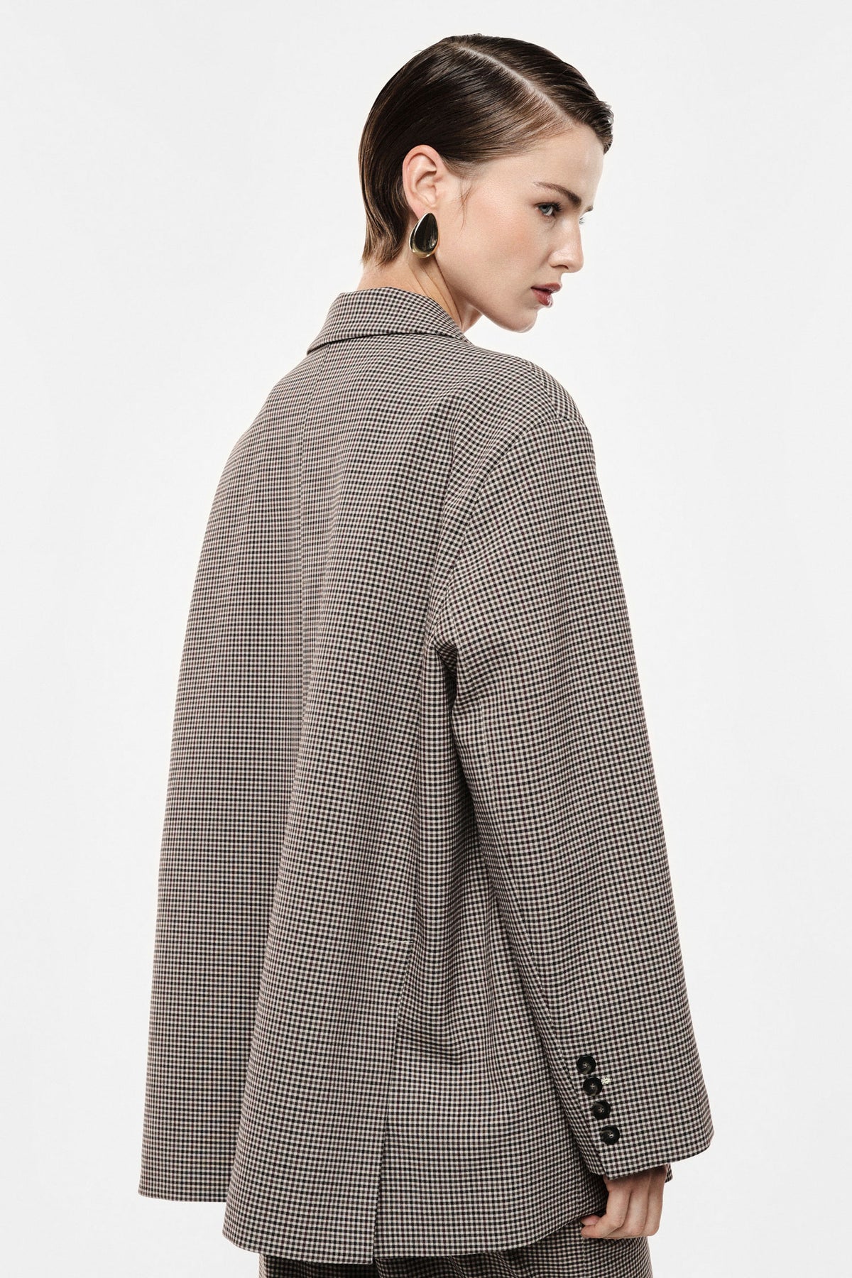 Blazer monopetto stampa microfantasia, fit ampio