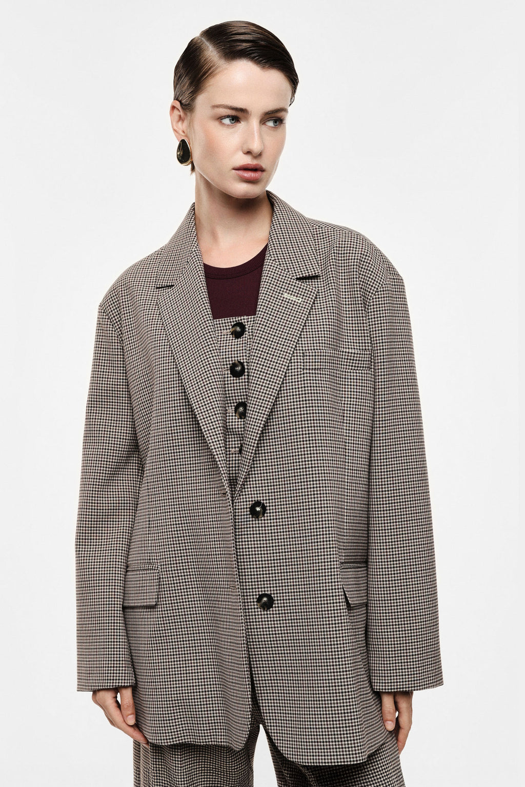 Blazer monopetto stampa microfantasia, fit ampio