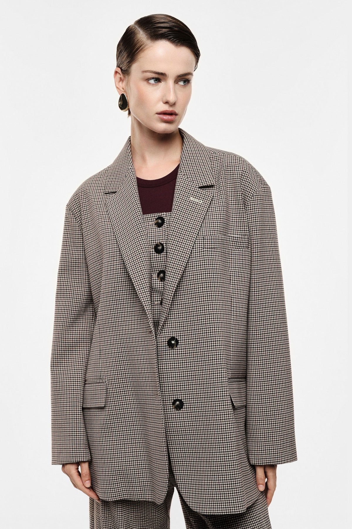 Blazer monopetto stampa microfantasia, fit ampio