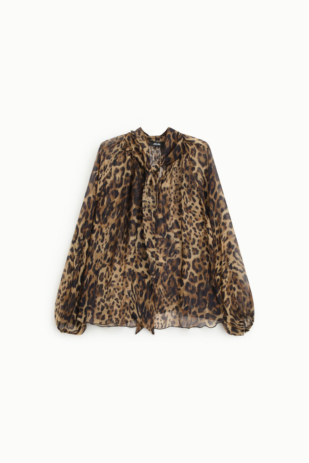 Camicia stampa animalier con fiocco e maniche lunghe