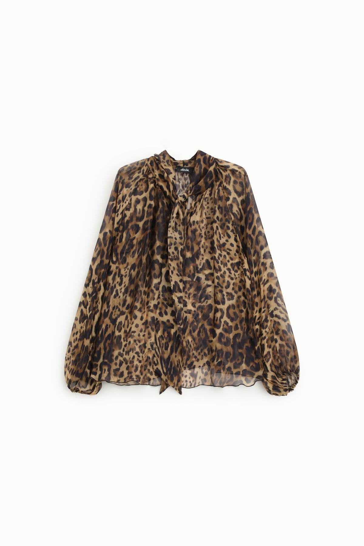 Camicia stampa animalier con fiocco e maniche lunghe