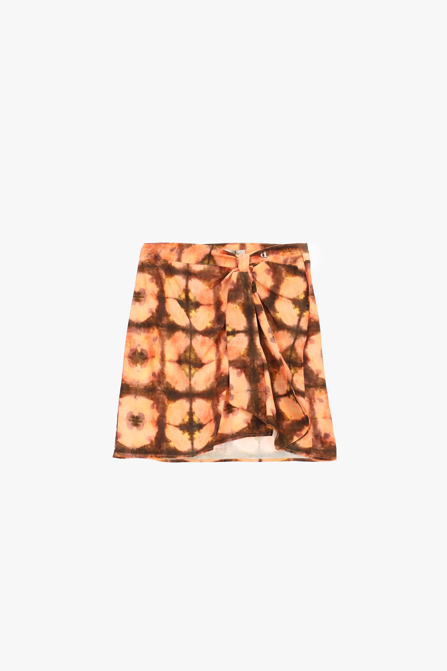 Gonna corta fantasia tie dye con nodo frontale